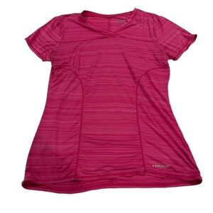 D12.15 HEAD Short Sleeve Workout Performance V-Neck Tee Pink Peacock Heather